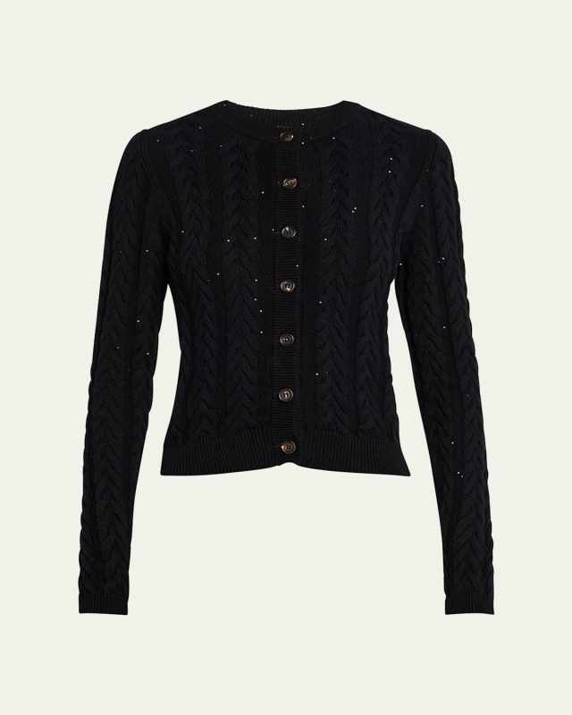 Fitted Cotton Diamante Cardigan